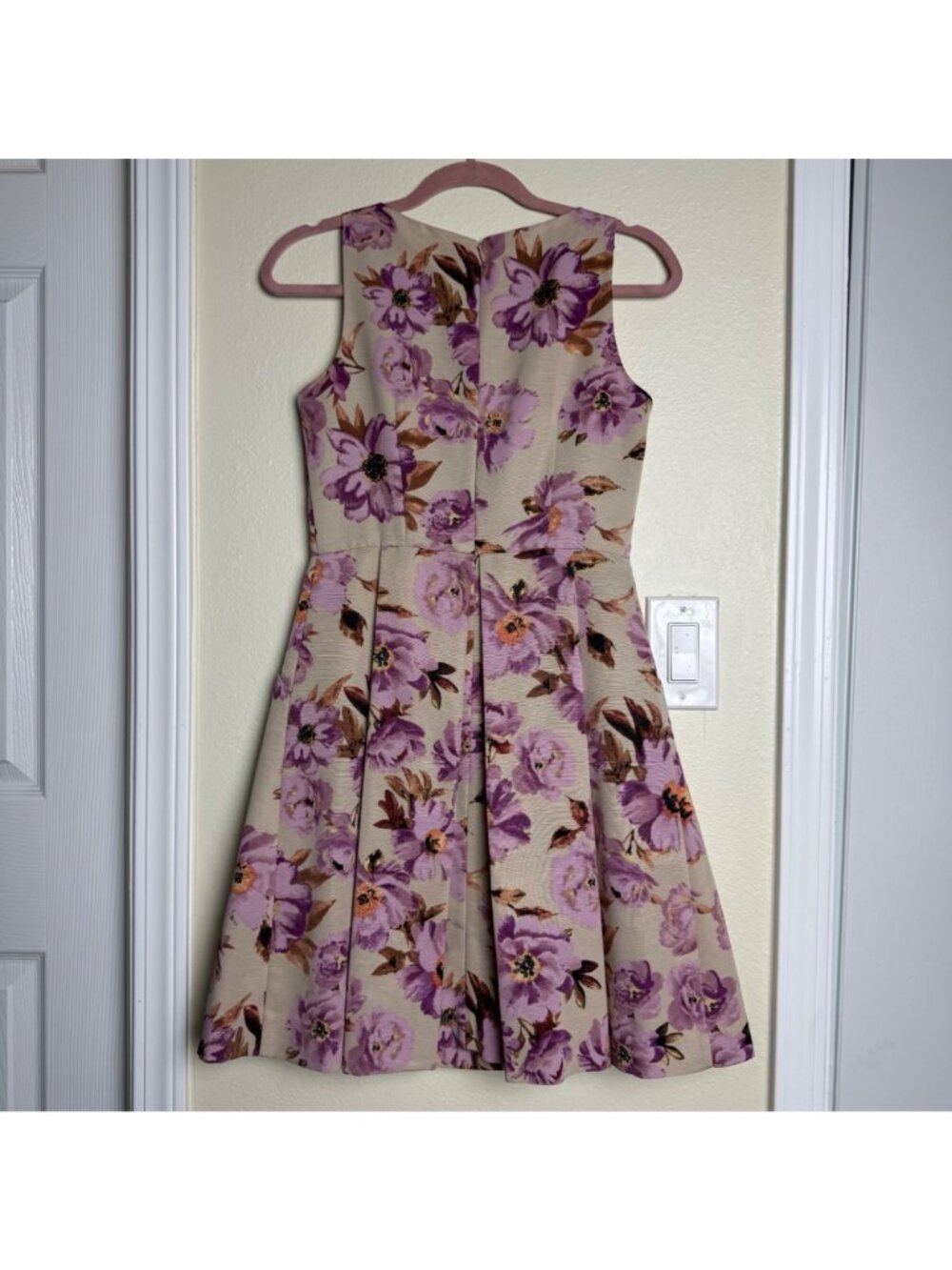 Anthropologie Taylor Womens Sleeveless Pink Floral Print Fit & Flare Dress Sz 4 - Picture 5 of 8